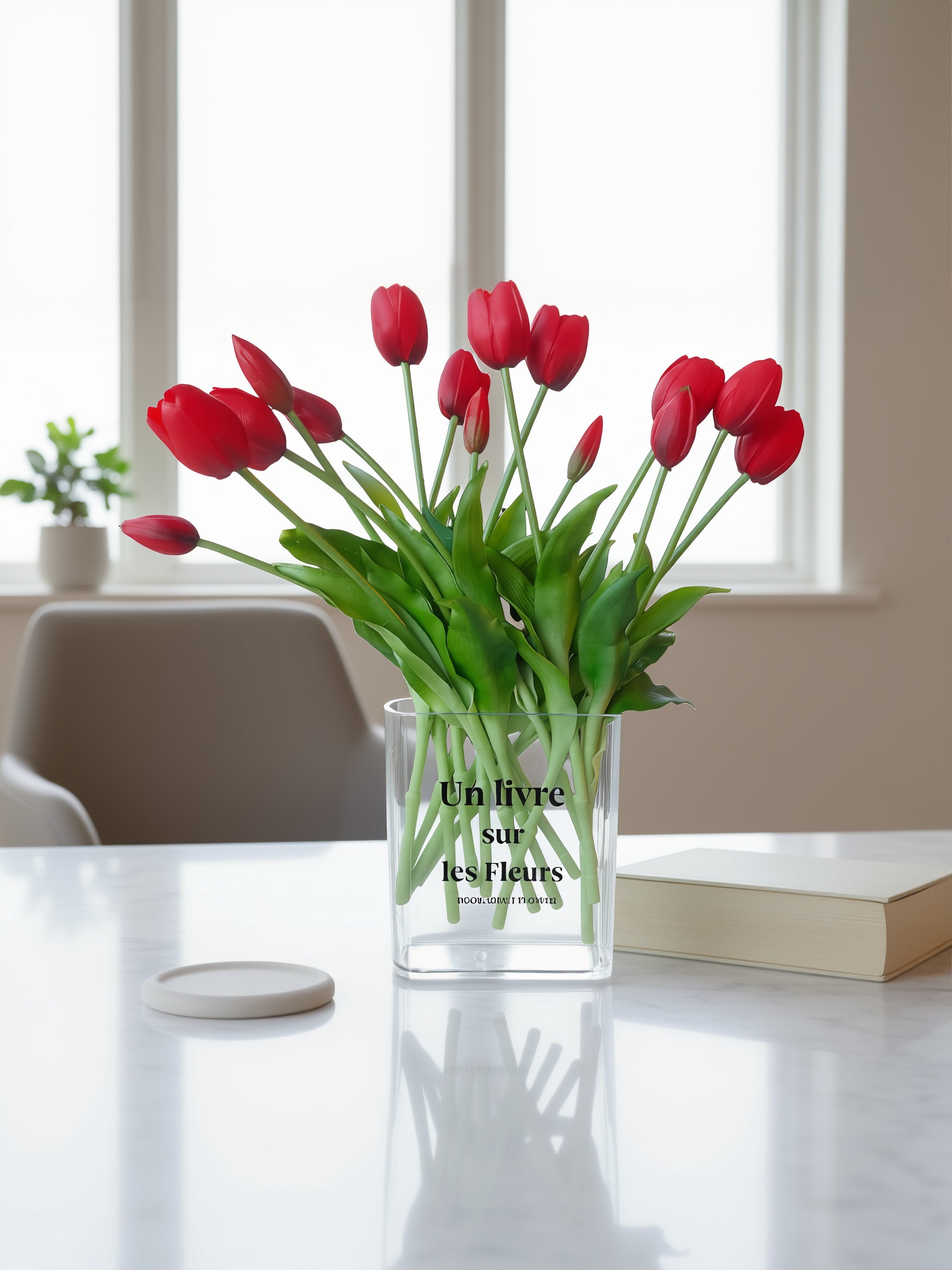 15 stk. røde kunstige tulipaner