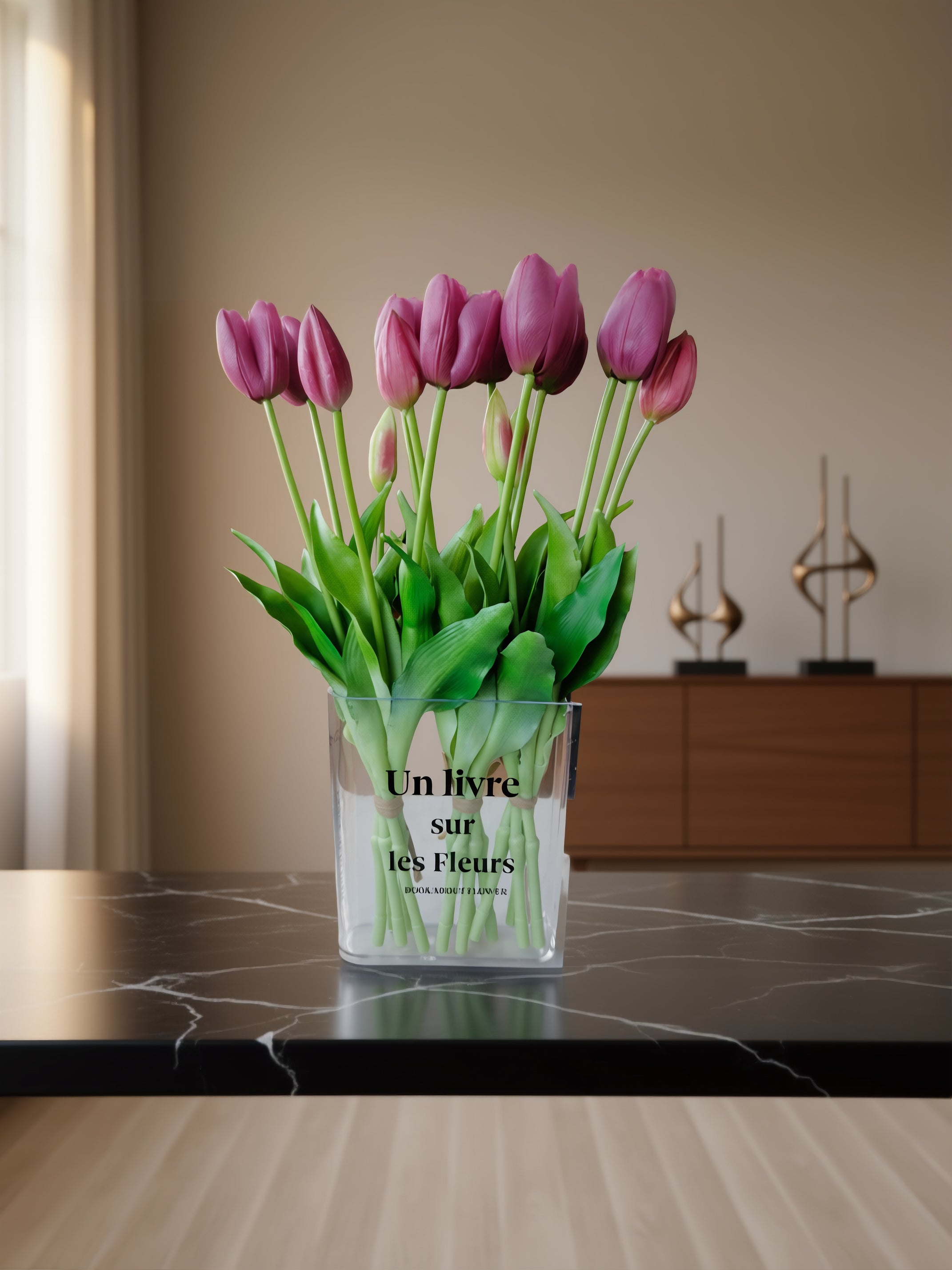 15 stk. lilla kunstige tulipaner