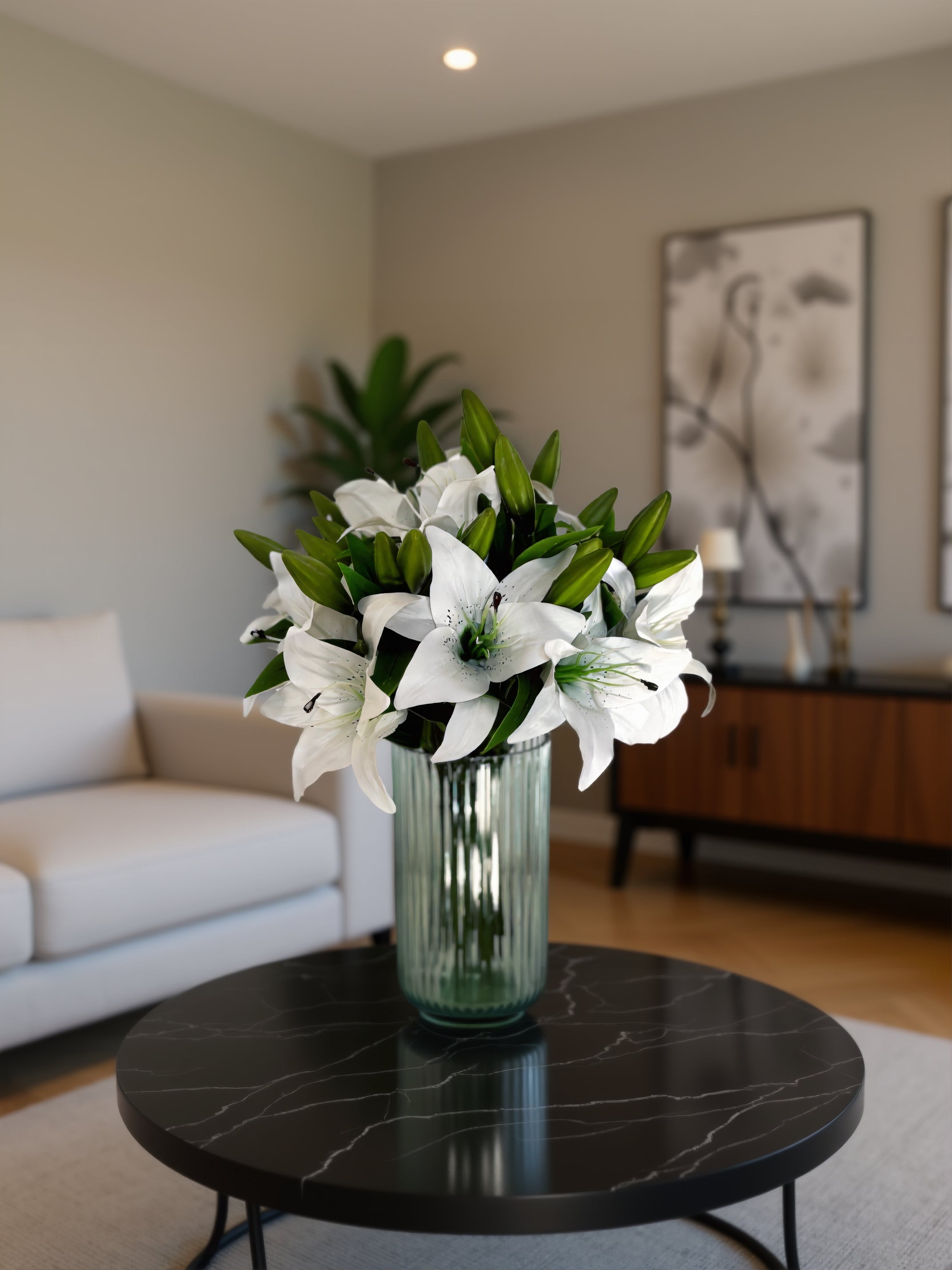 10 stk. kunstige hvide liljer