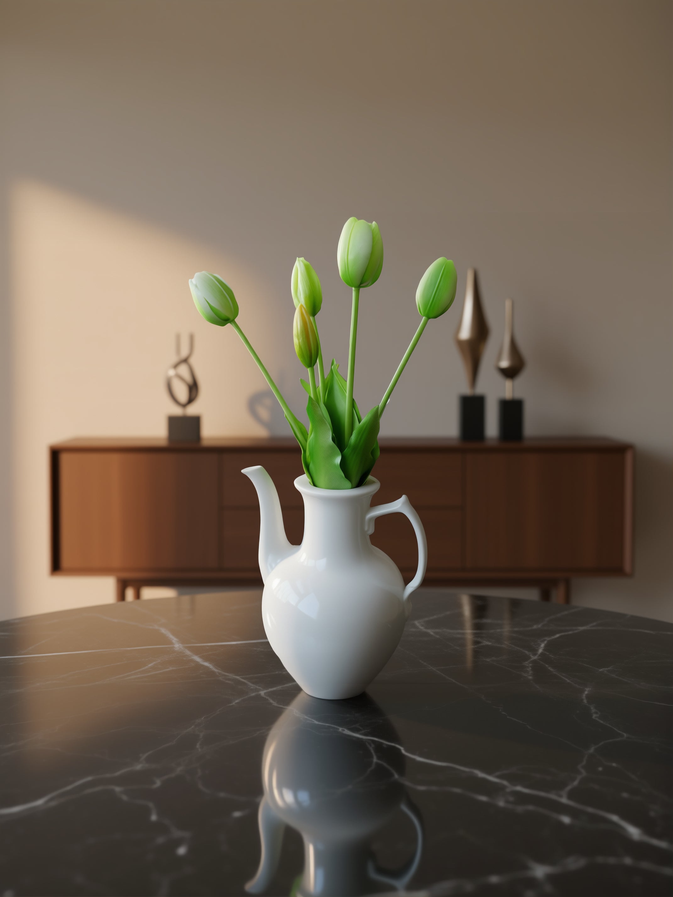 5 stk. grønne kunstige tulipaner