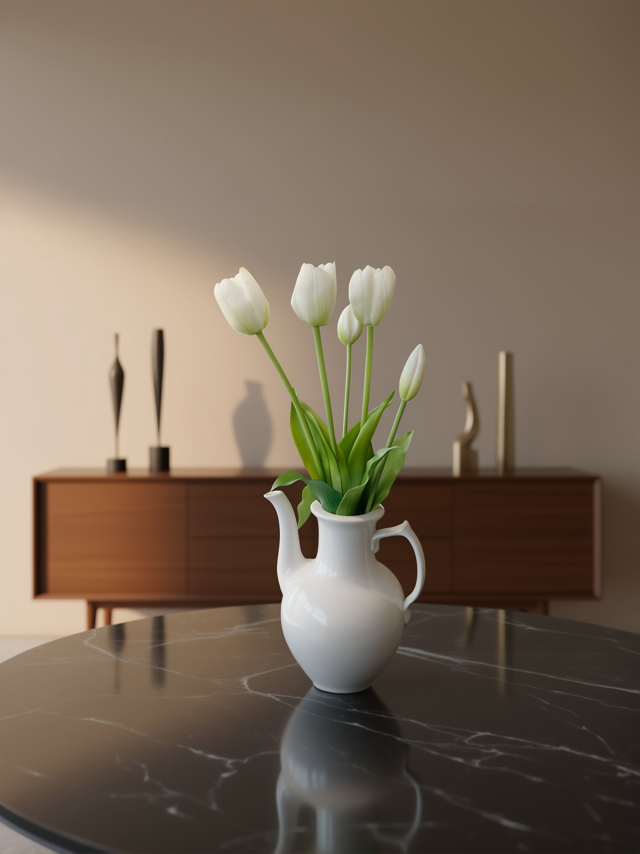 3 stk. hvide kunstige tulipaner