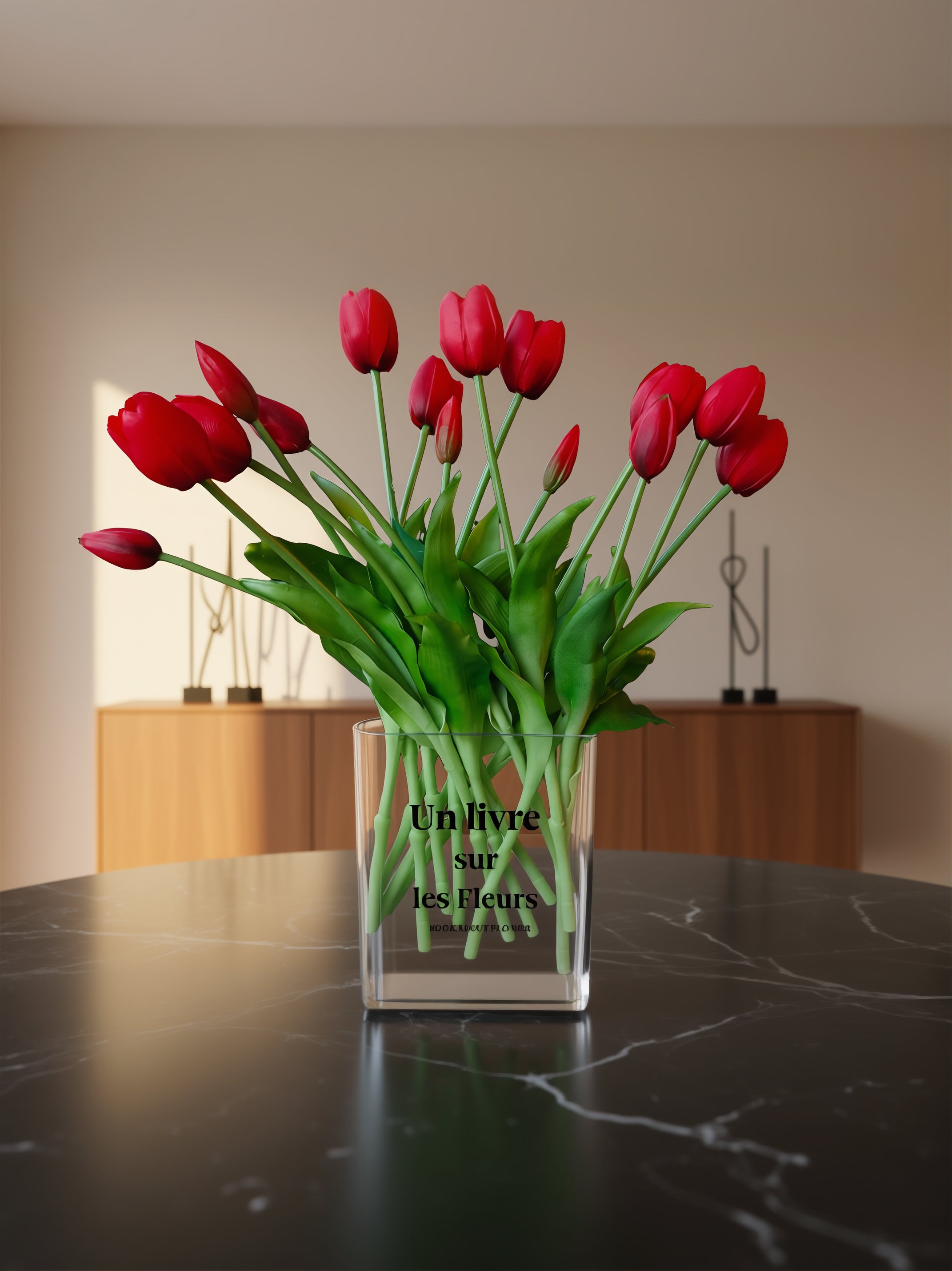 15 stk. røde kunstige tulipaner