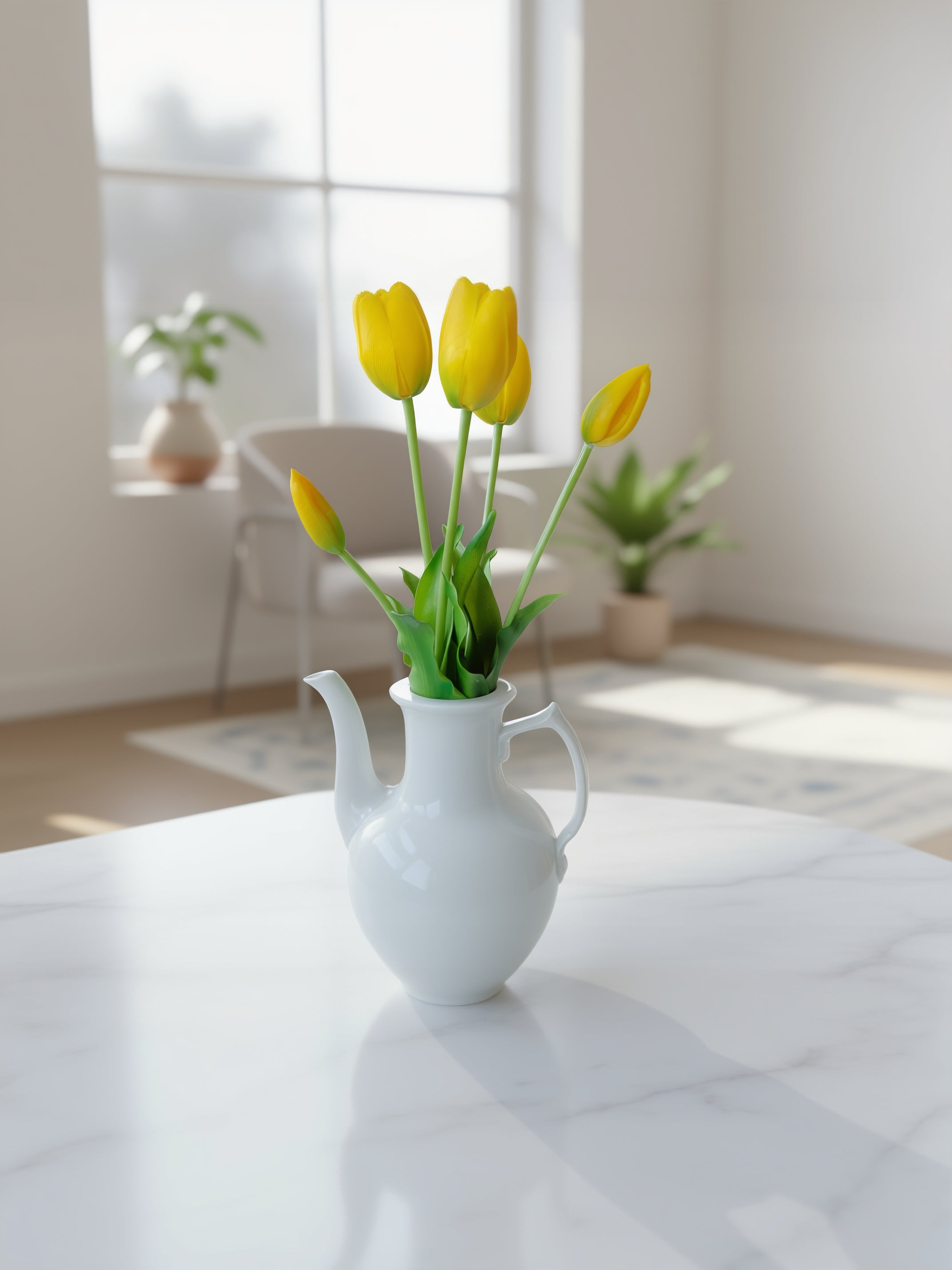 5 stk. gule kunstige tulipaner