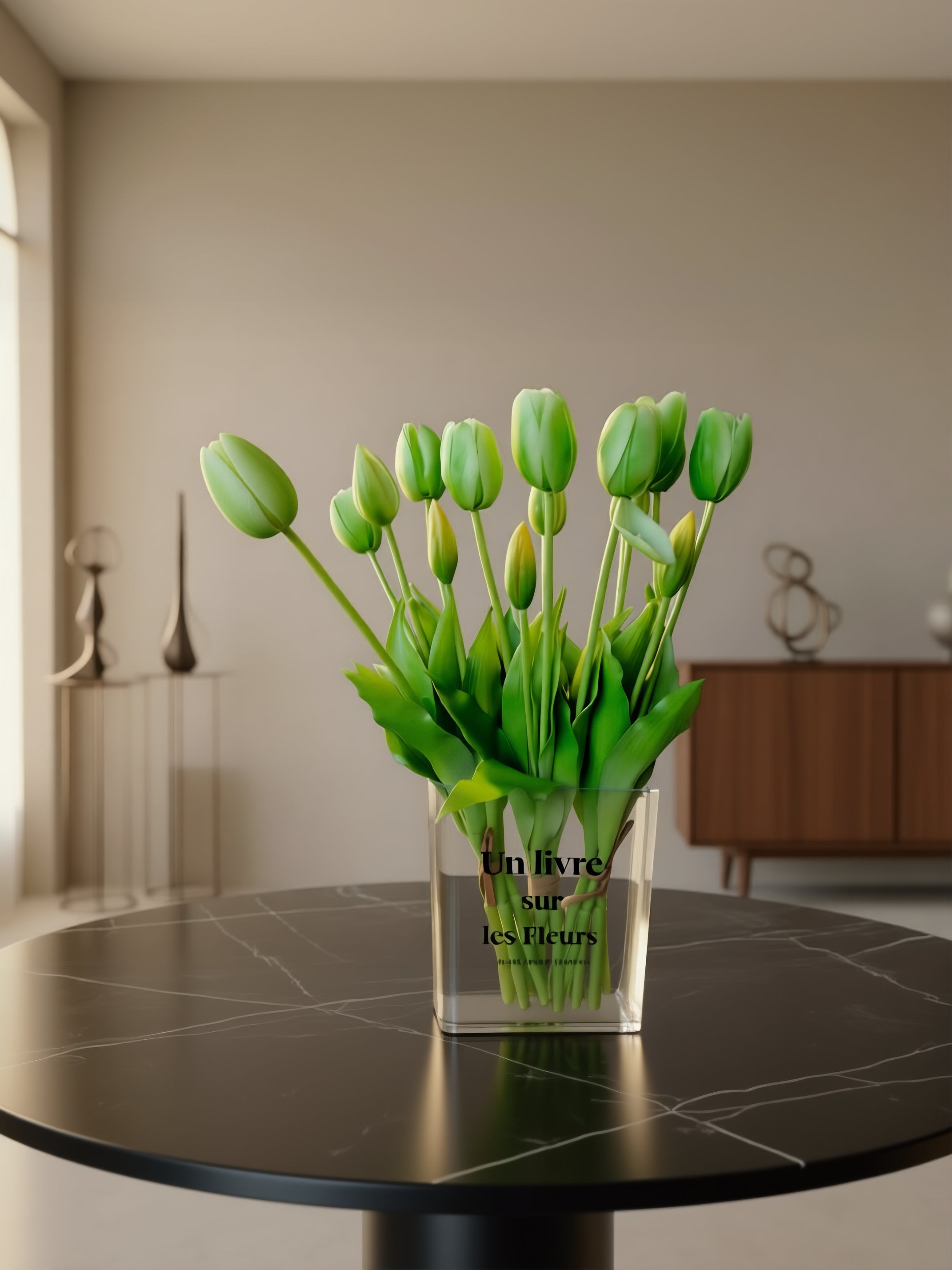 15 stk grønne kunstige tulipaner