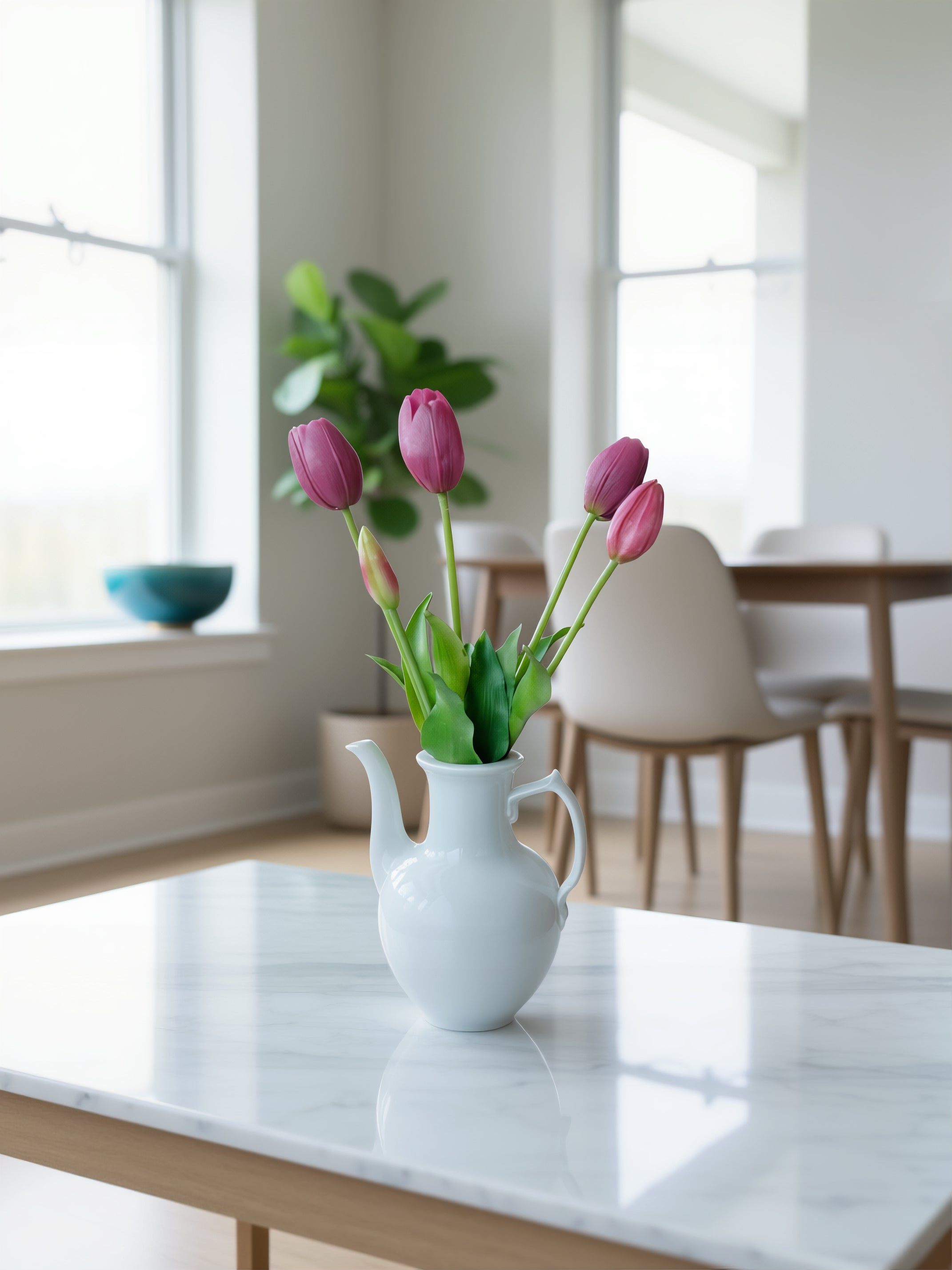 5 stk. lilla kunstige tulipaner