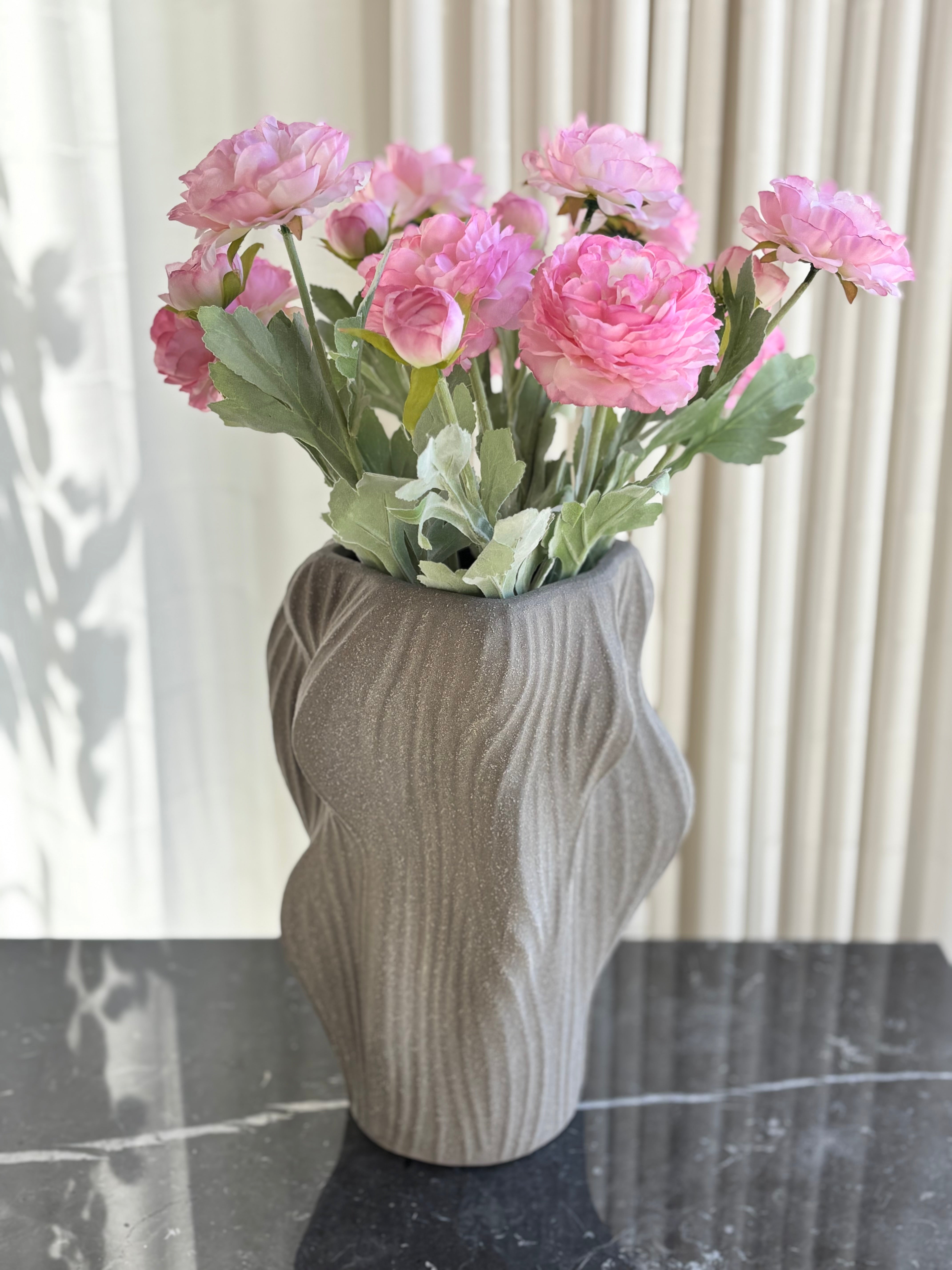 Buket med 5 stk. kunstige pæoner i lyserød