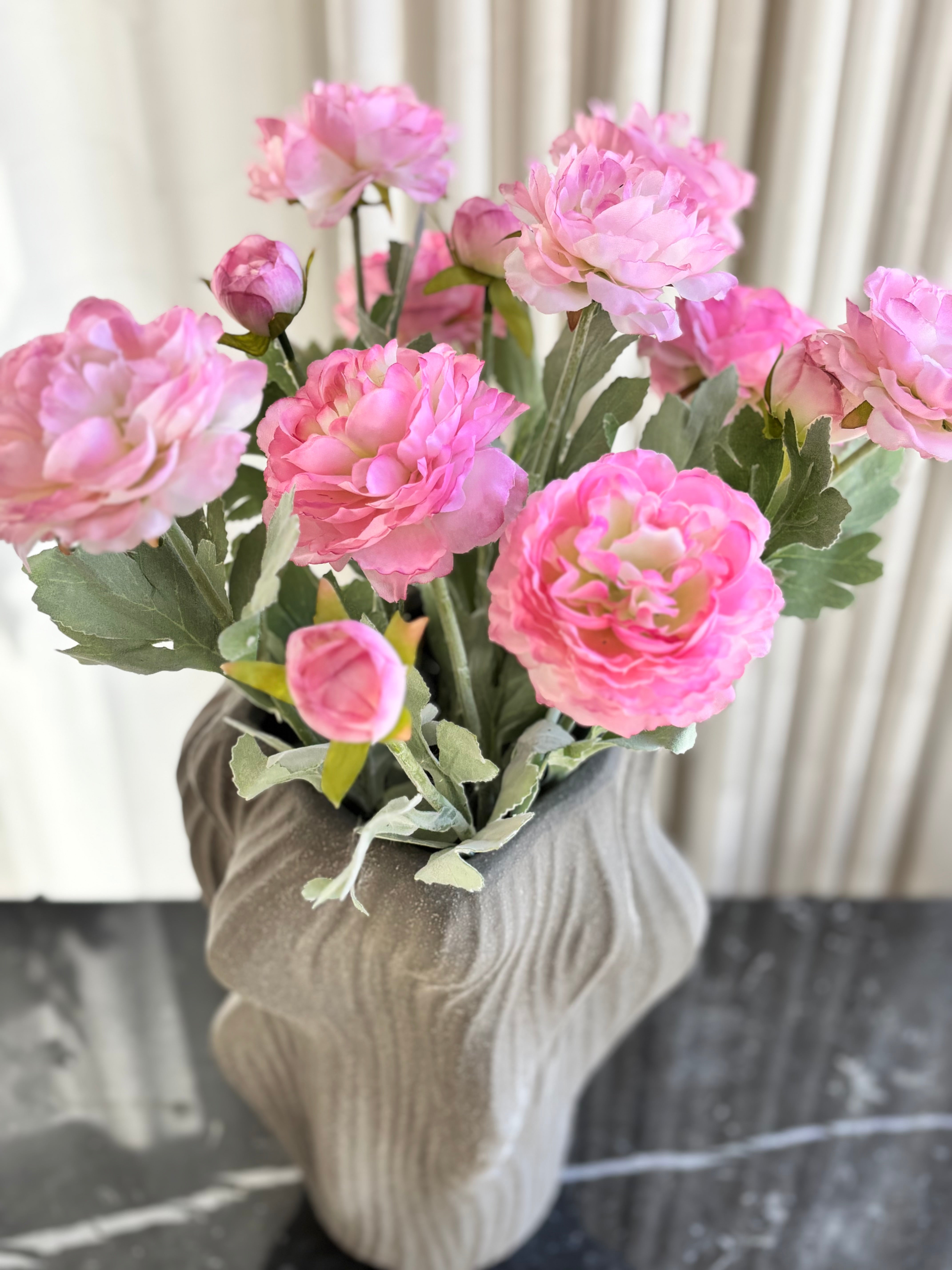 Buket med 5 stk. kunstige pæoner i lyserød