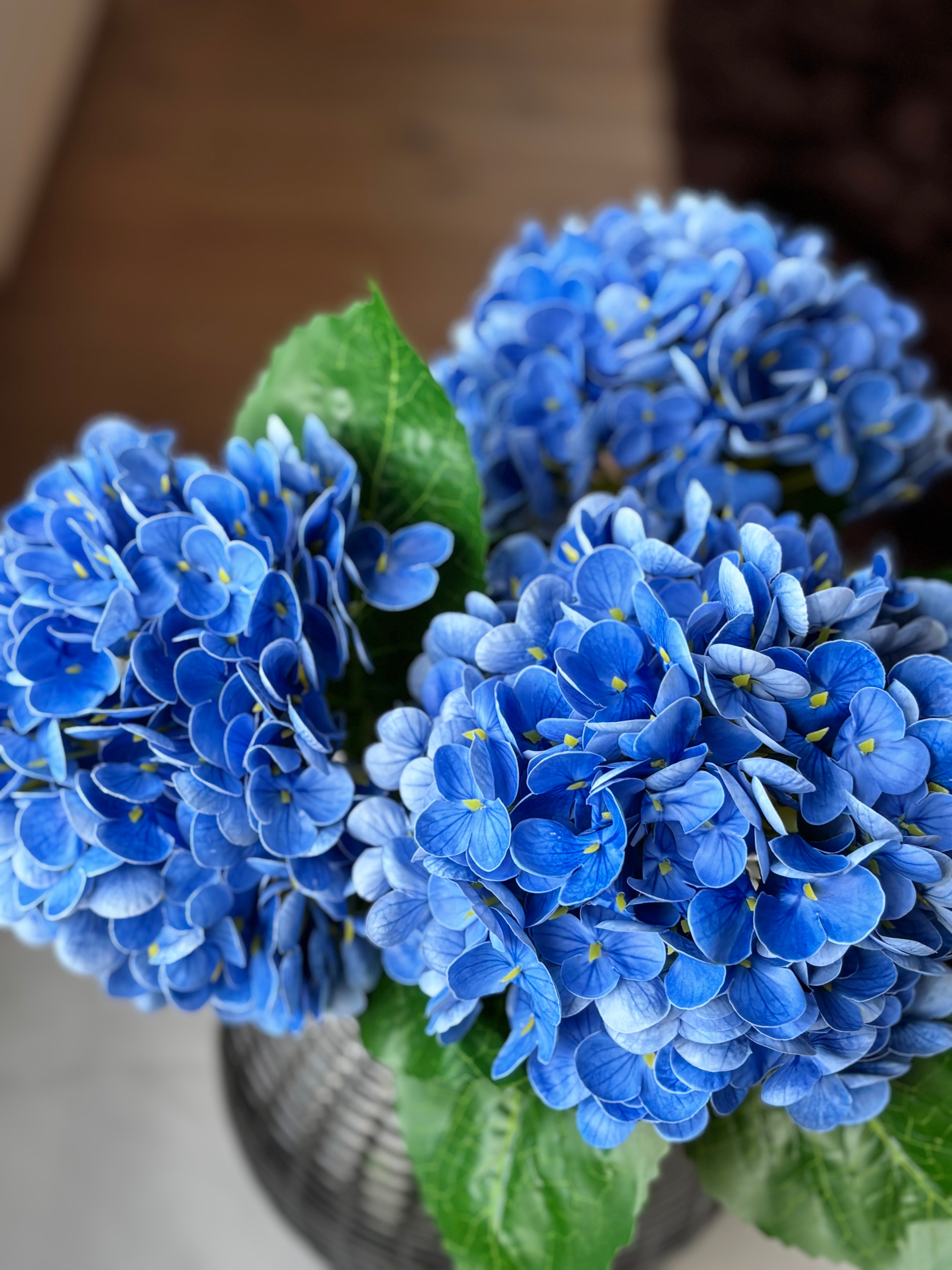 Kunstig buket Hortensia i blå - lille