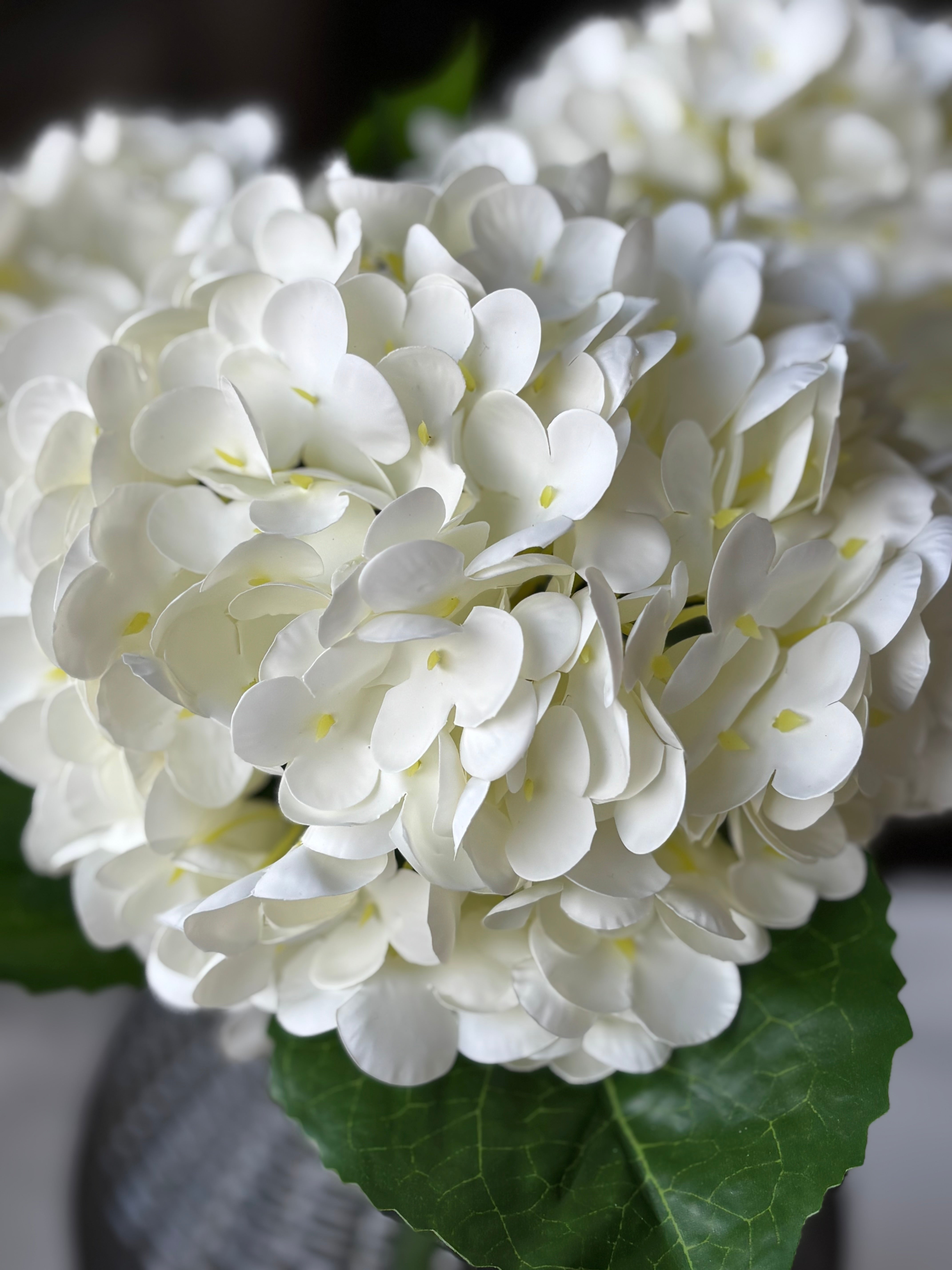 Buket kunstig hortensia i hvid - lille