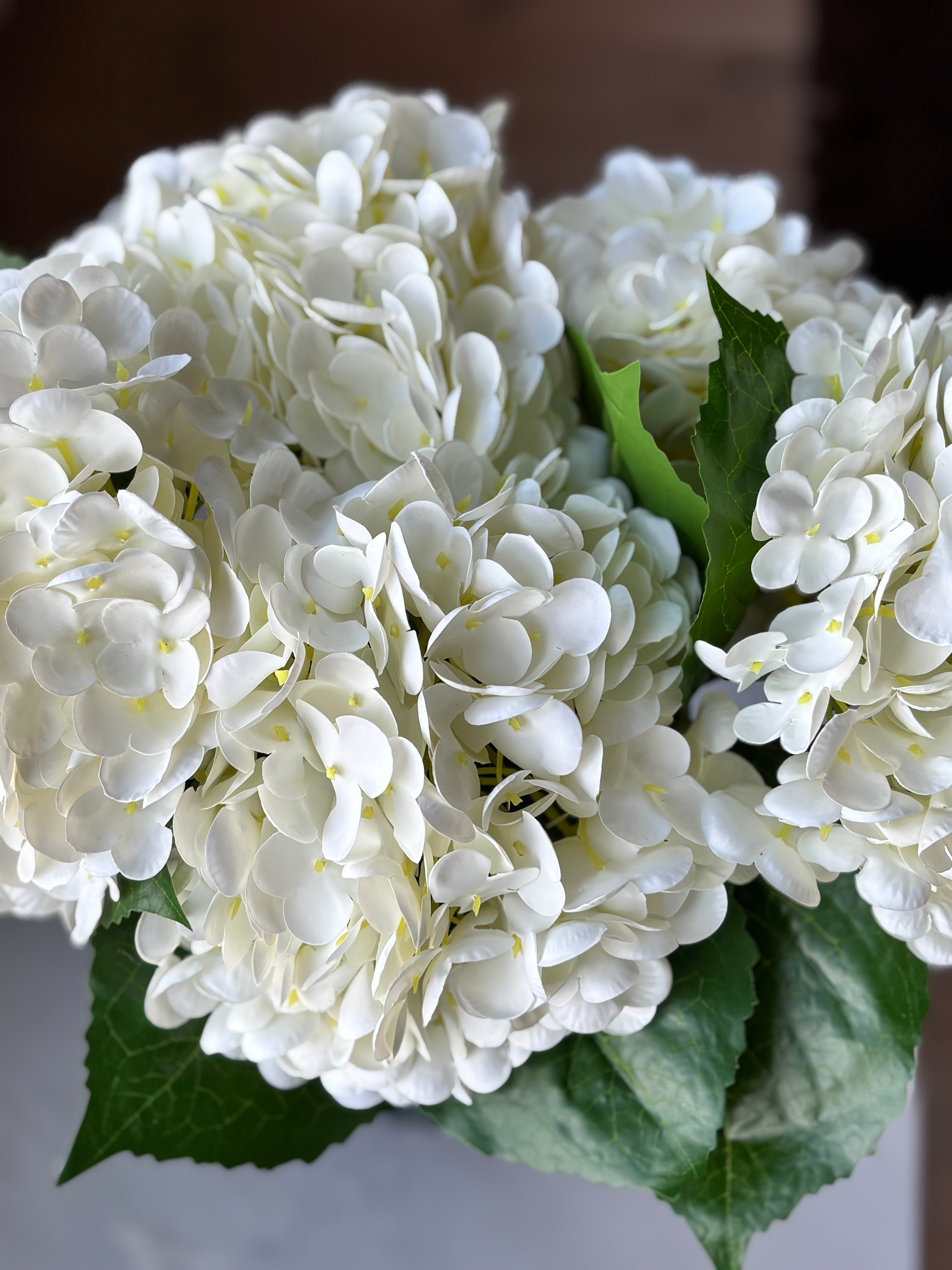 Kunstig buket hortensia i hvid - mellem