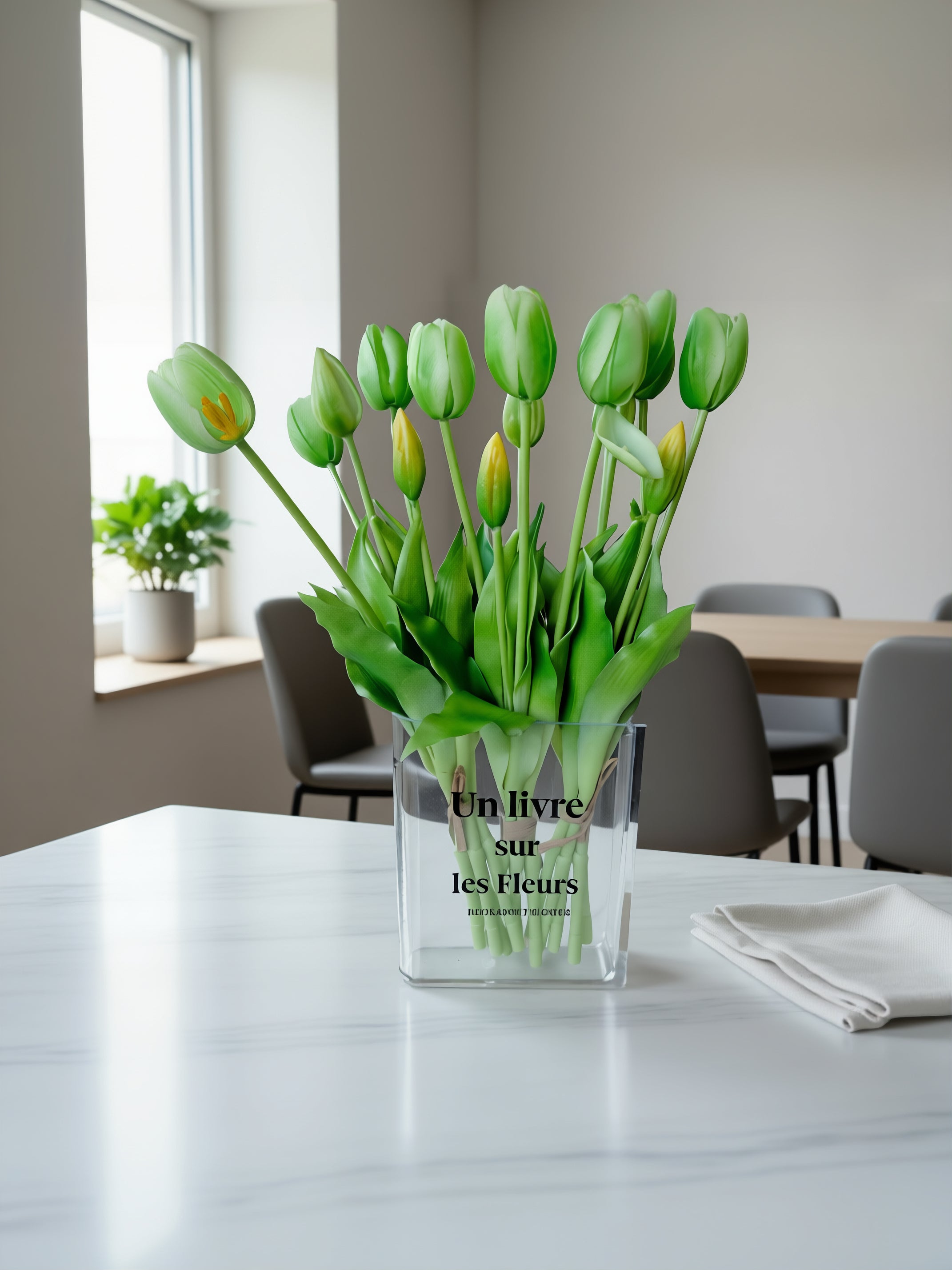 15 stk. grønne kunstige tulipane