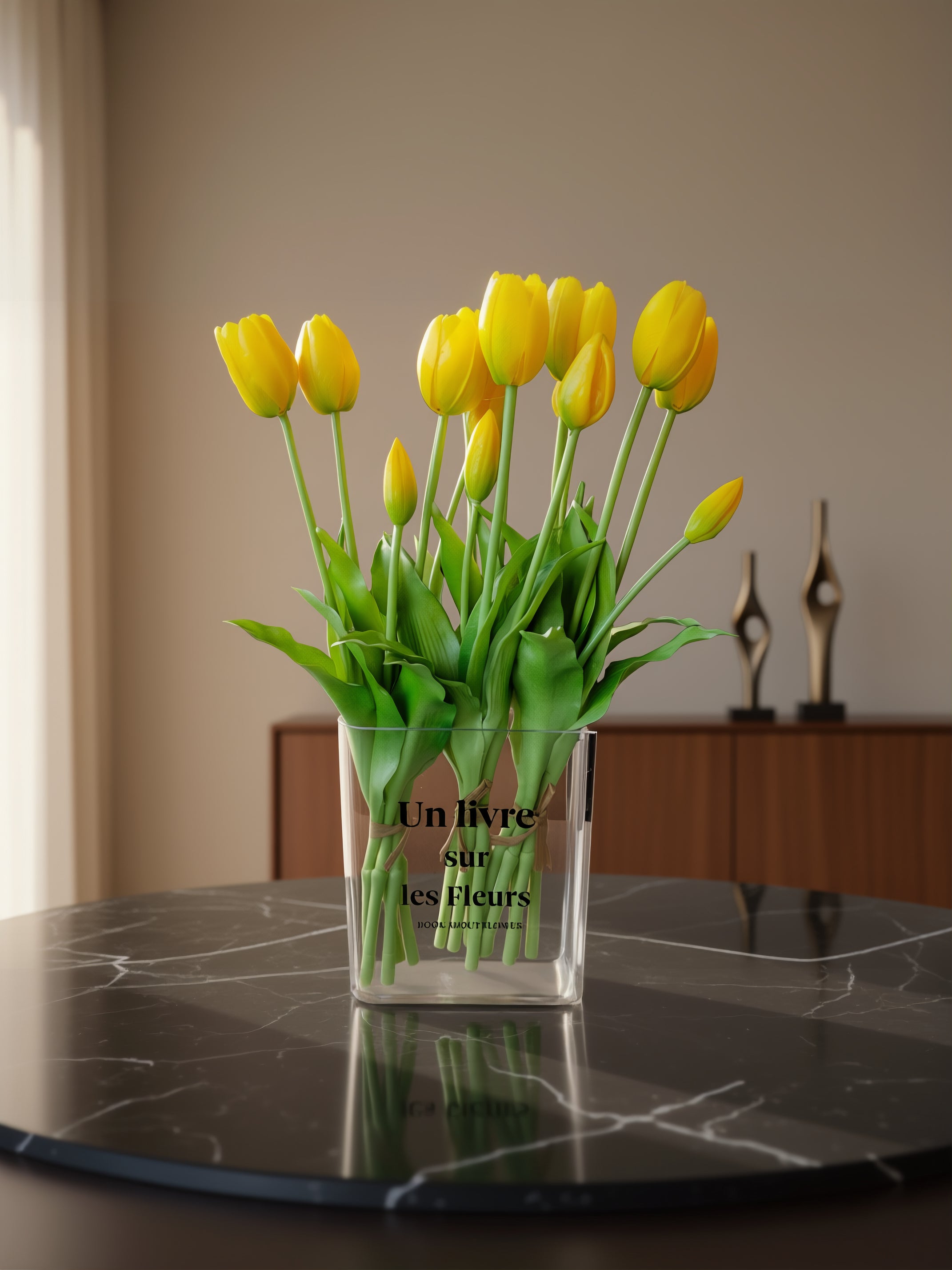 15 stk. gule kunstige tulipaner