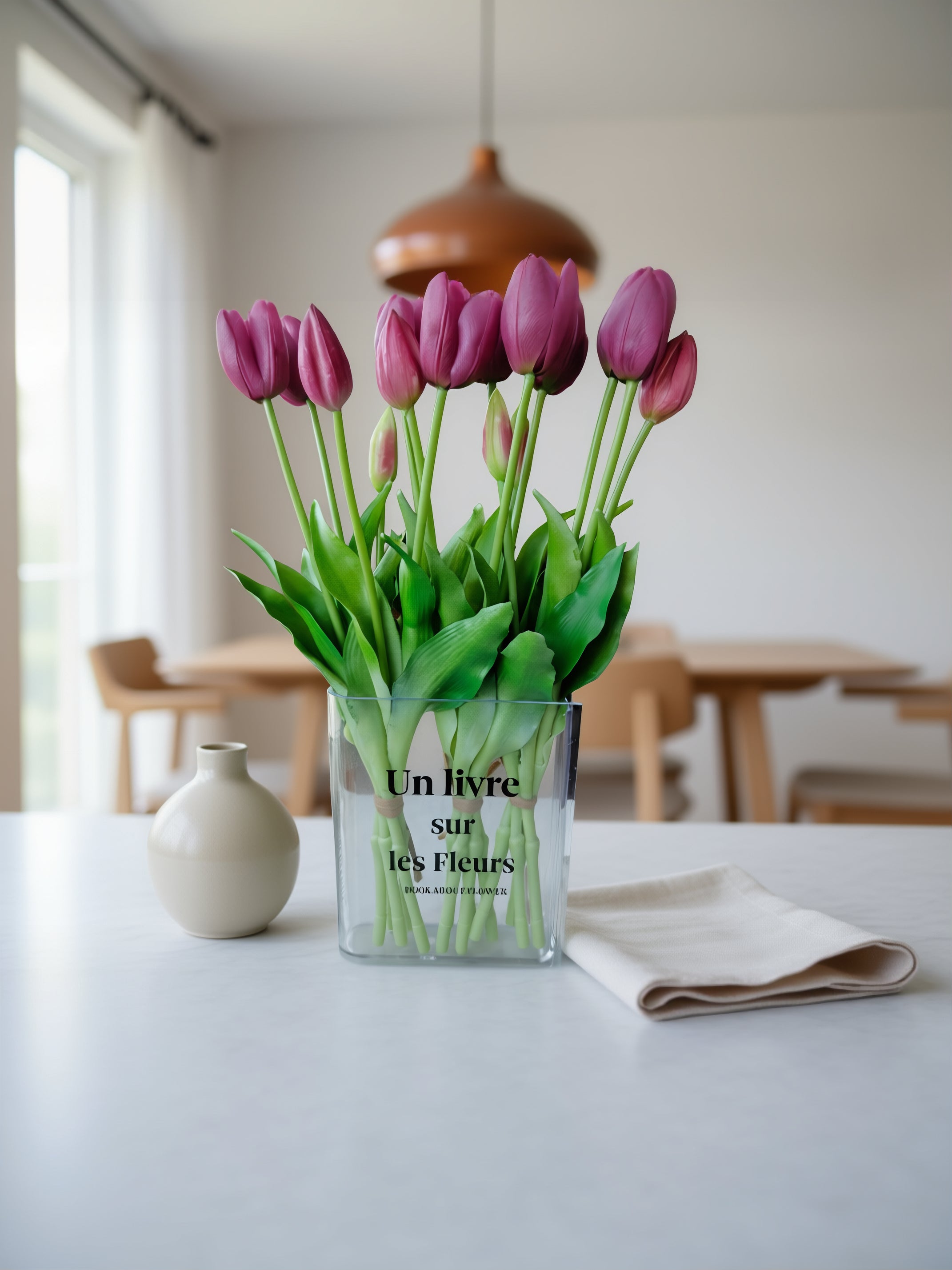 15 stk. lilla kunstige tulipaner