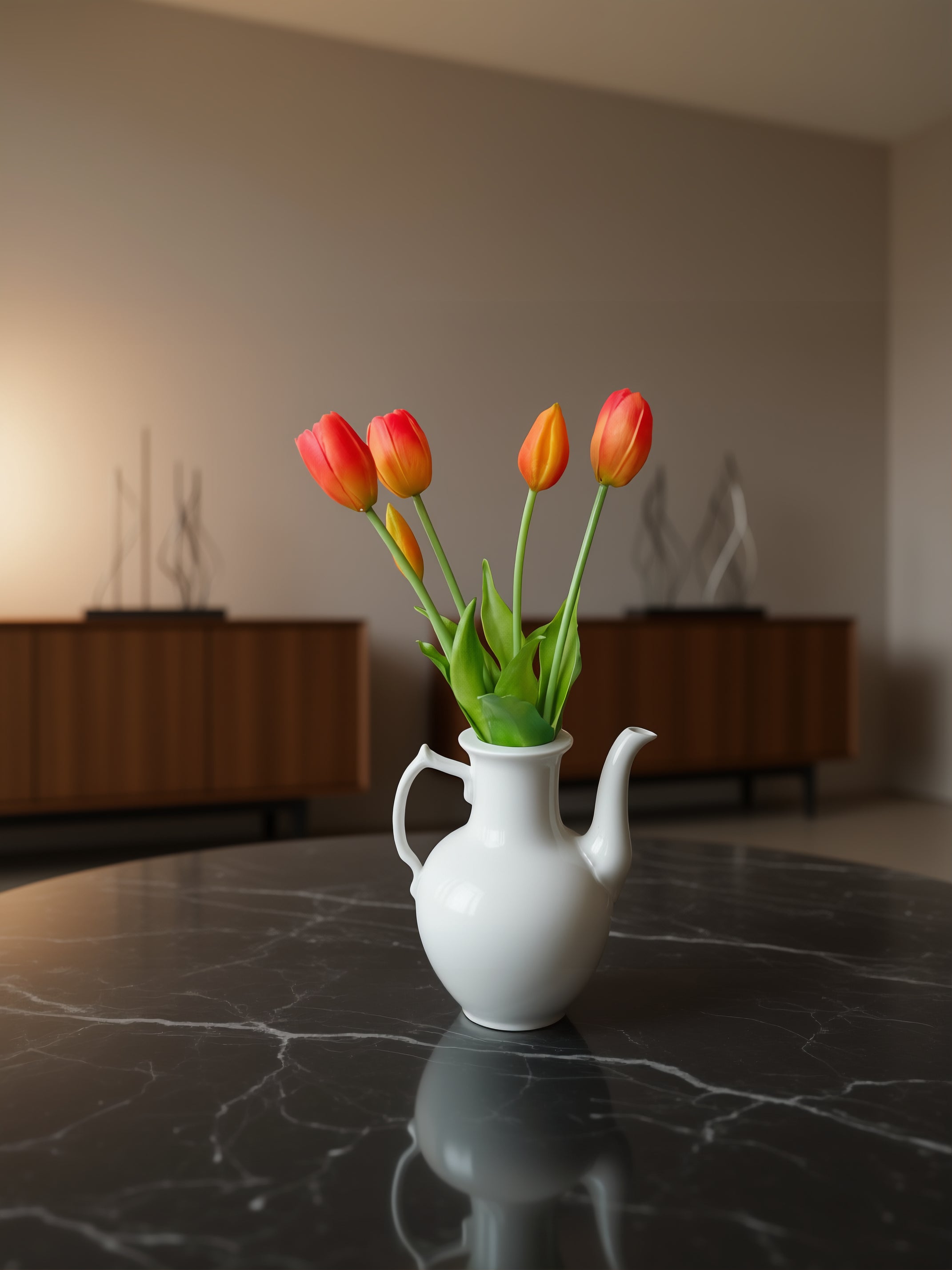 Kunstige tulipaner 5 stk i orange