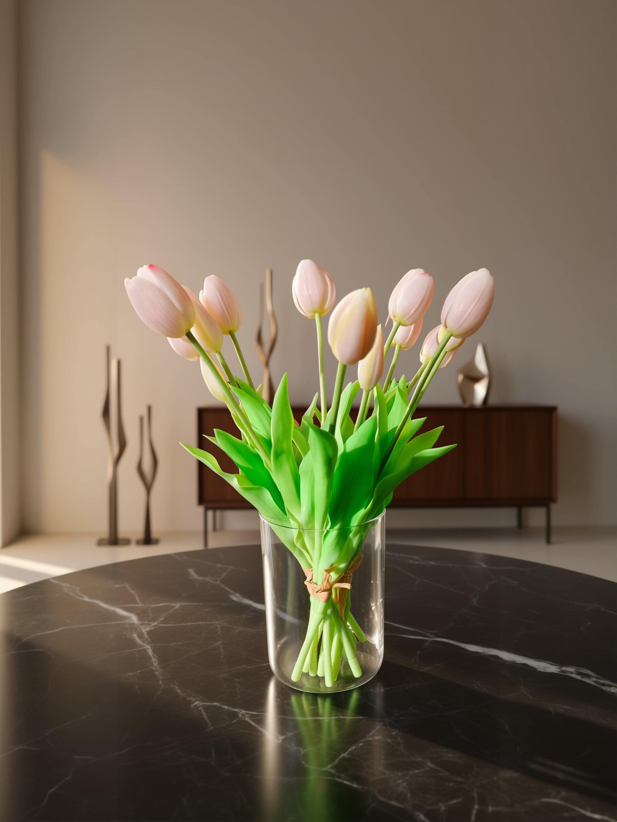 Kunstige tulipaner 15 stk i lys rosa