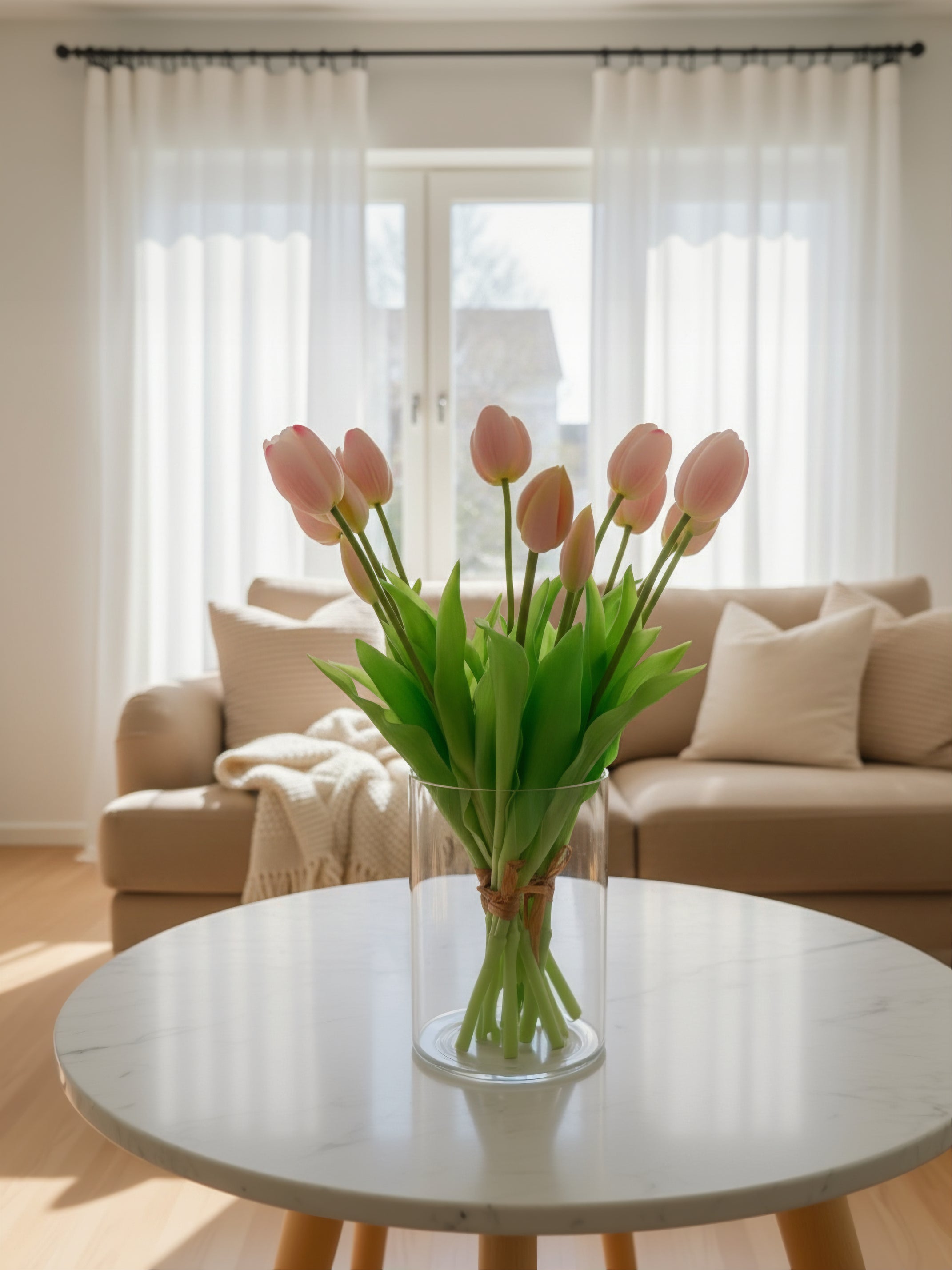 Kunstige tulipaner 15 stk i lys rosa