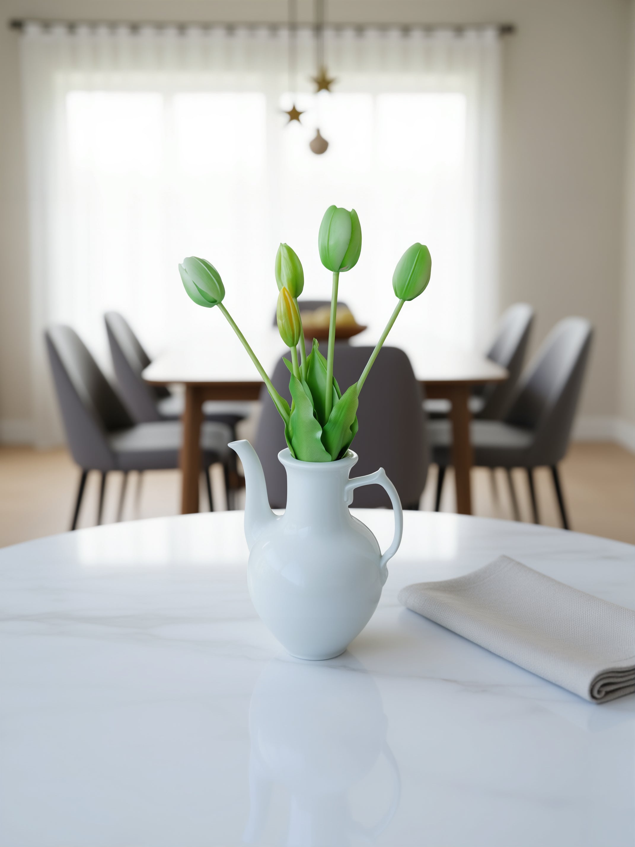 5 stk. grønne kunstige tulipaner