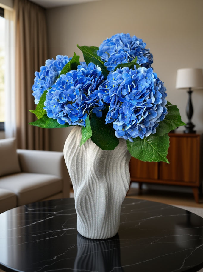 Kunstig buket Hortensia i blå - stor