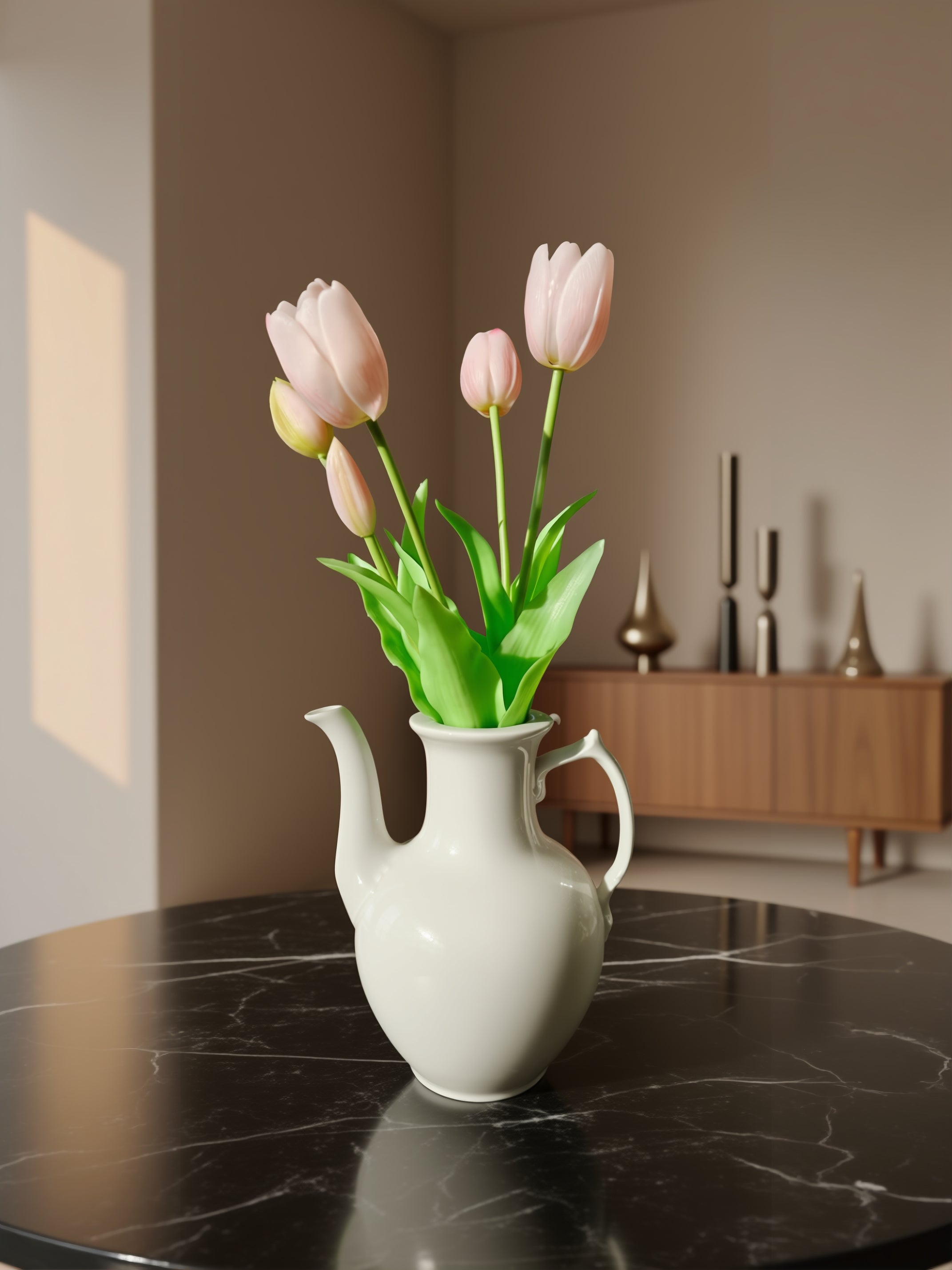 Kunstige tulipaner 5 stk i lys rosa