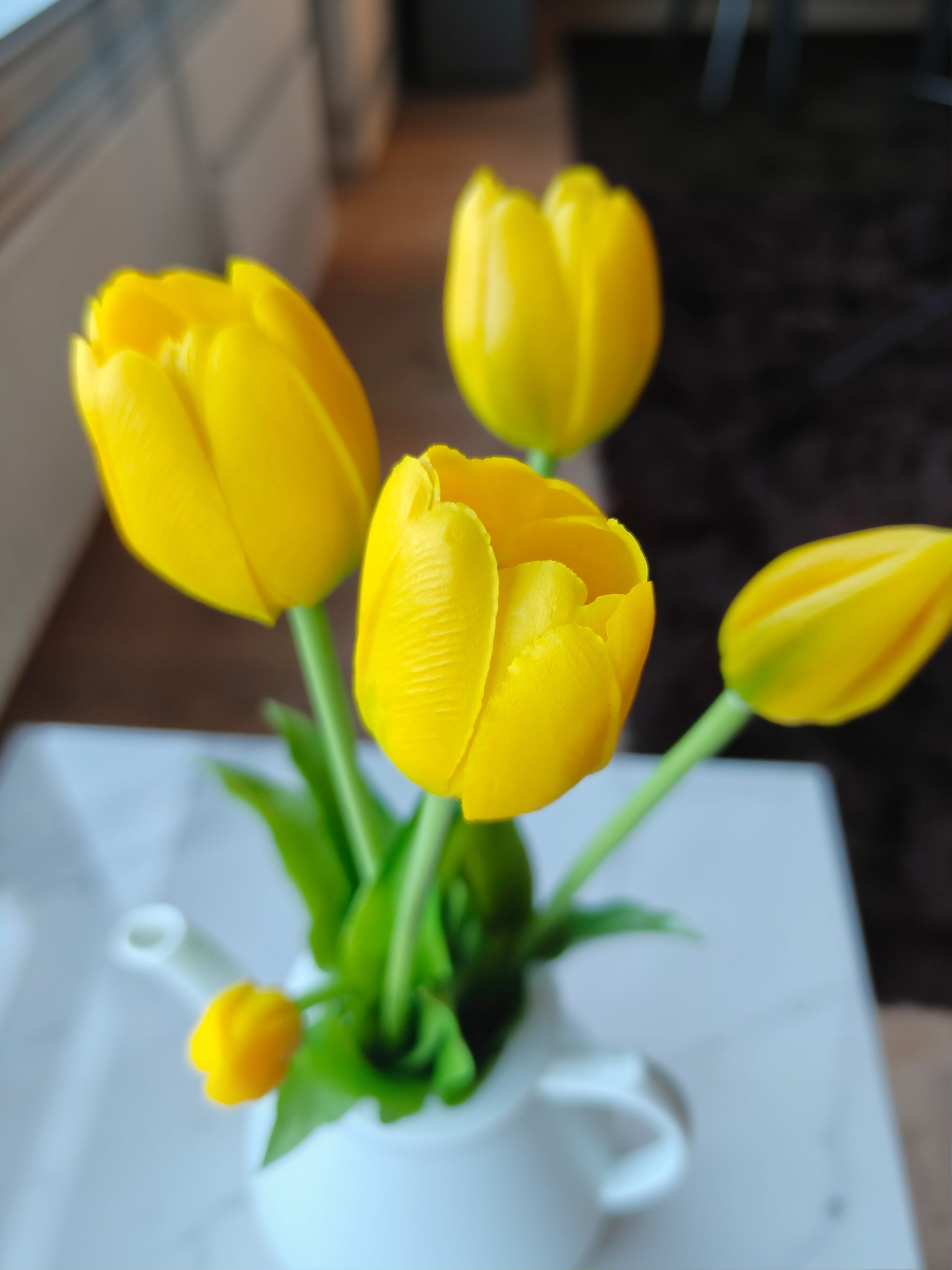 5 stk. gule kunstige tulipaner