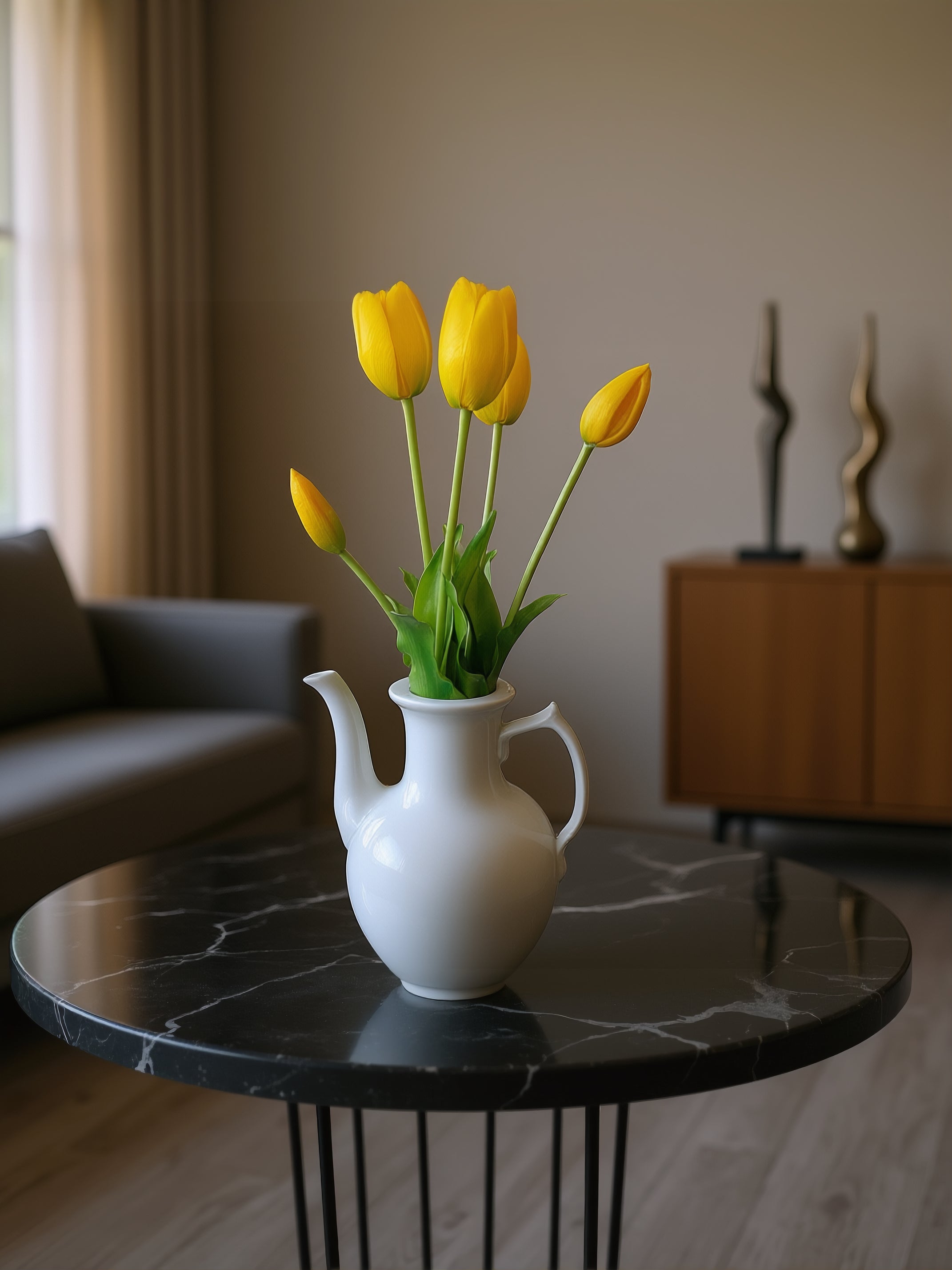 5 stk. gule kunstige tulipaner