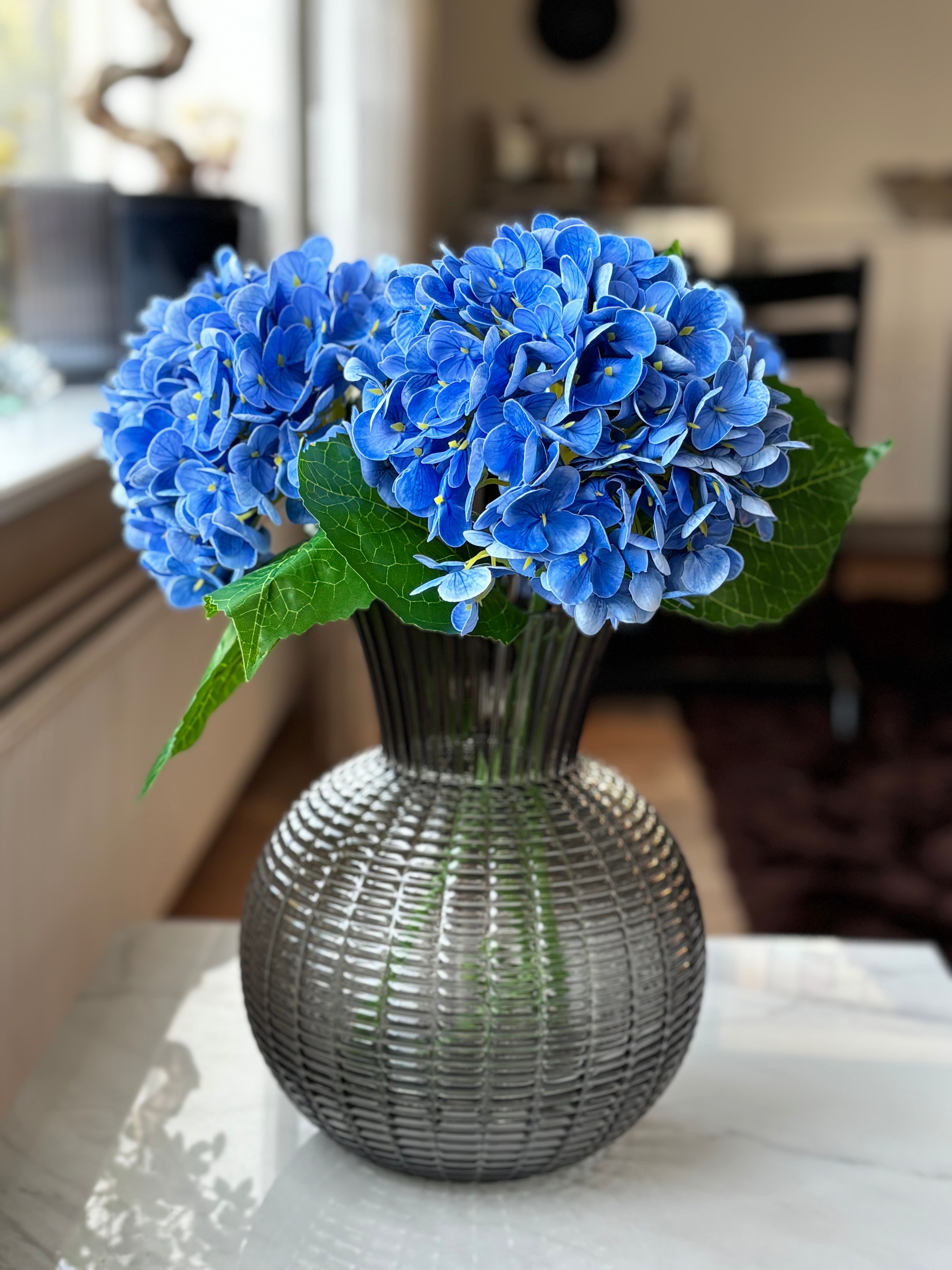 Kunstig buket Hortensia i blå - lille