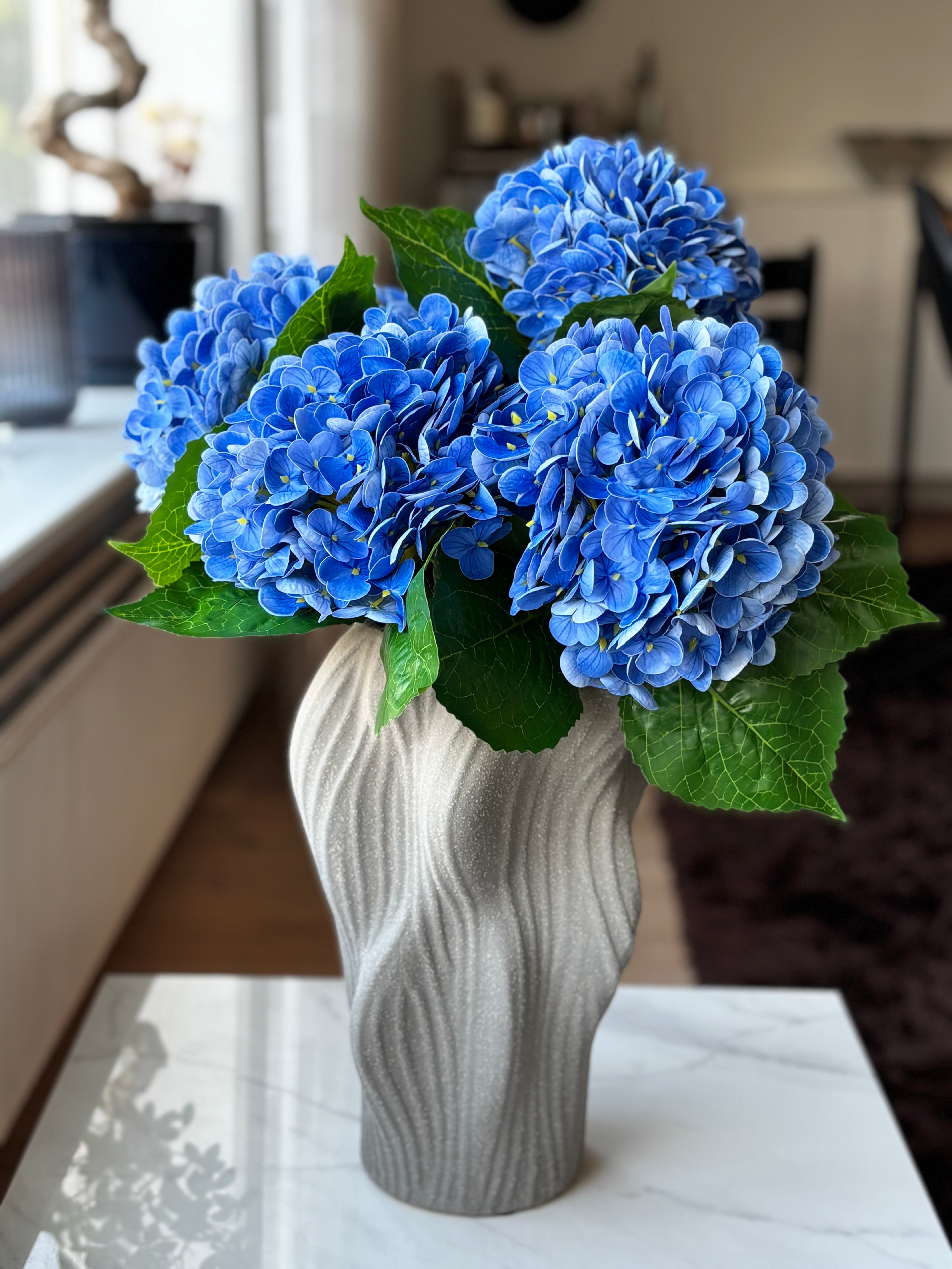 Kunstig buket Hortensia i blå - stor