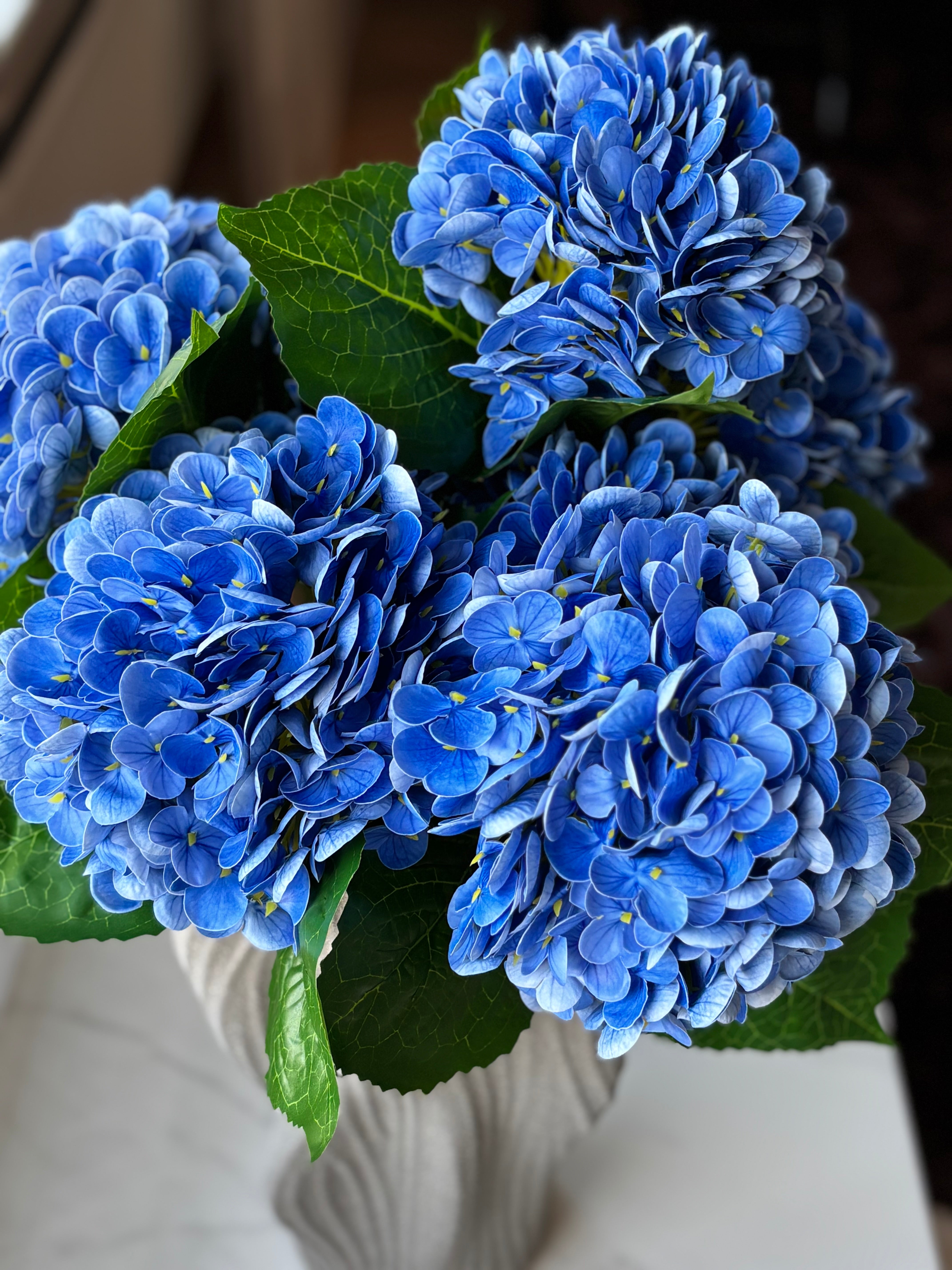 Kunstig buket Hortensia i blå - stor