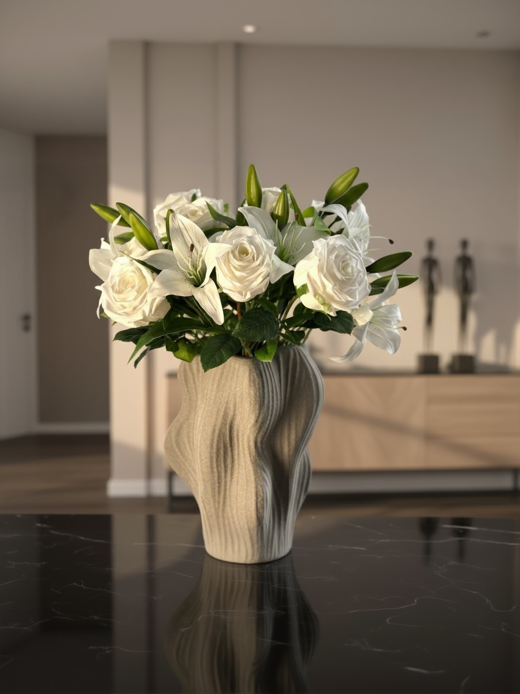 Kunstig buket - Hvid Elegance