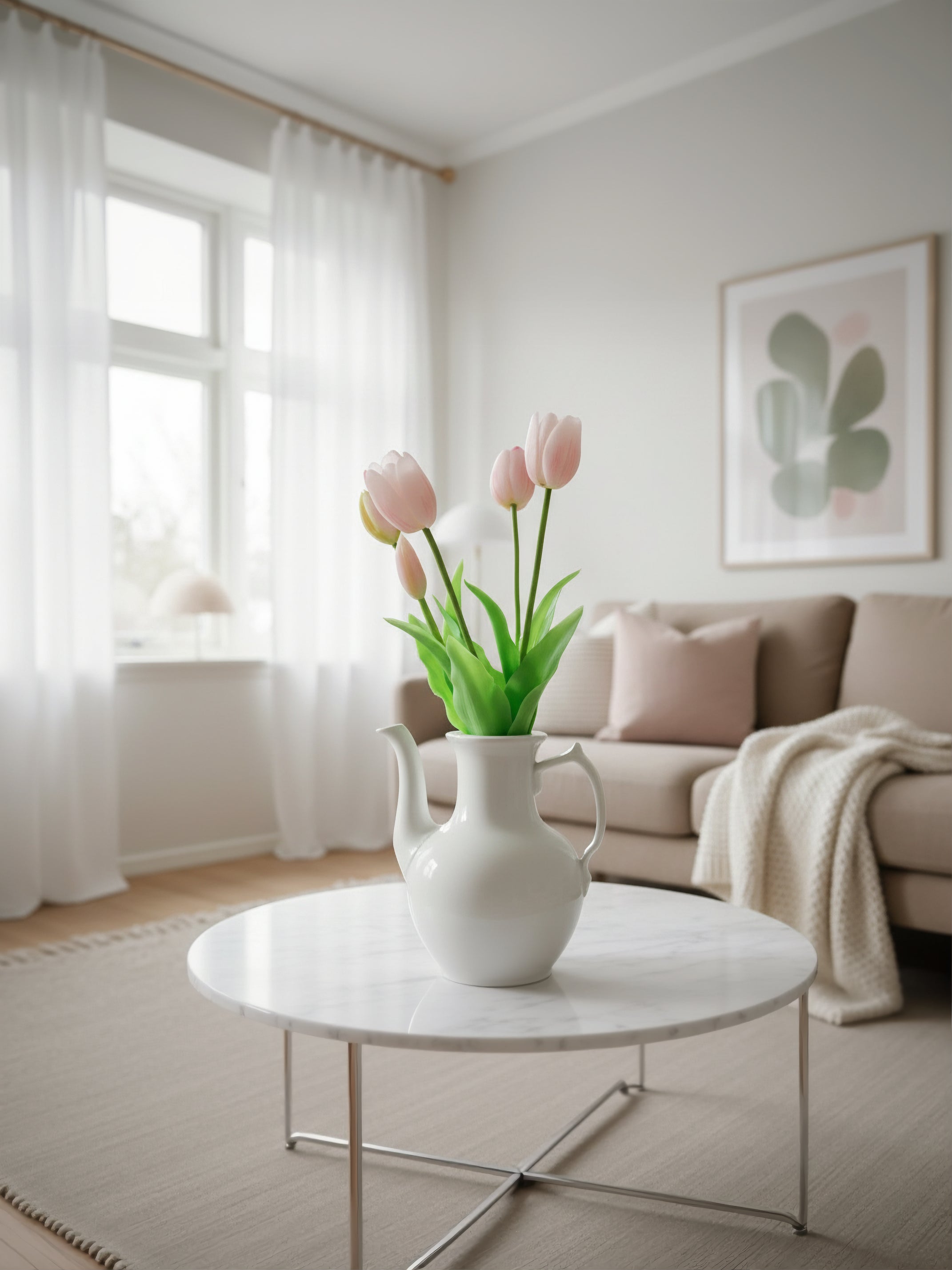 Kunstige tulipaner 5 stk i lys rosa