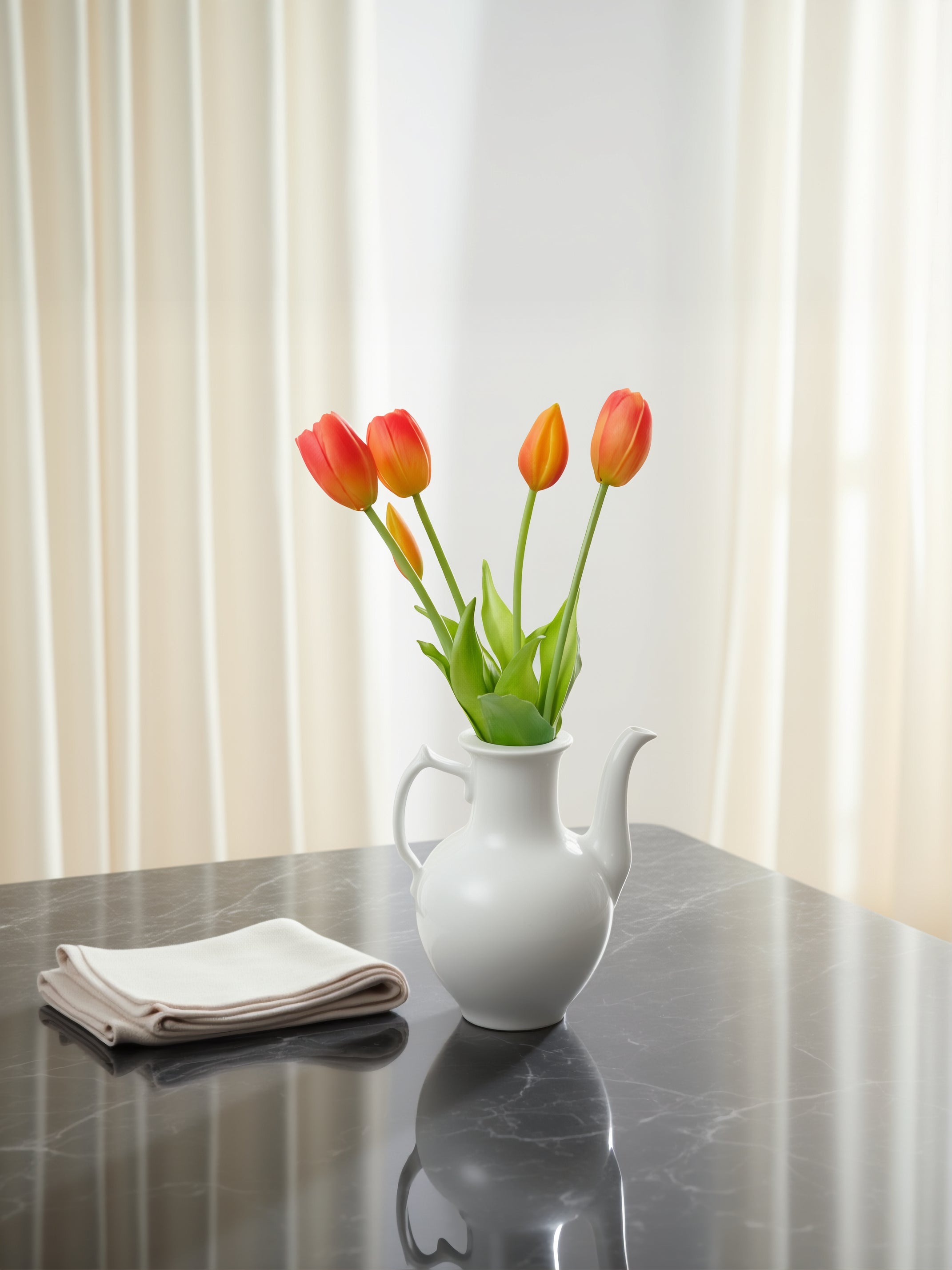 Kunstige tulipaner 5 stk i orange