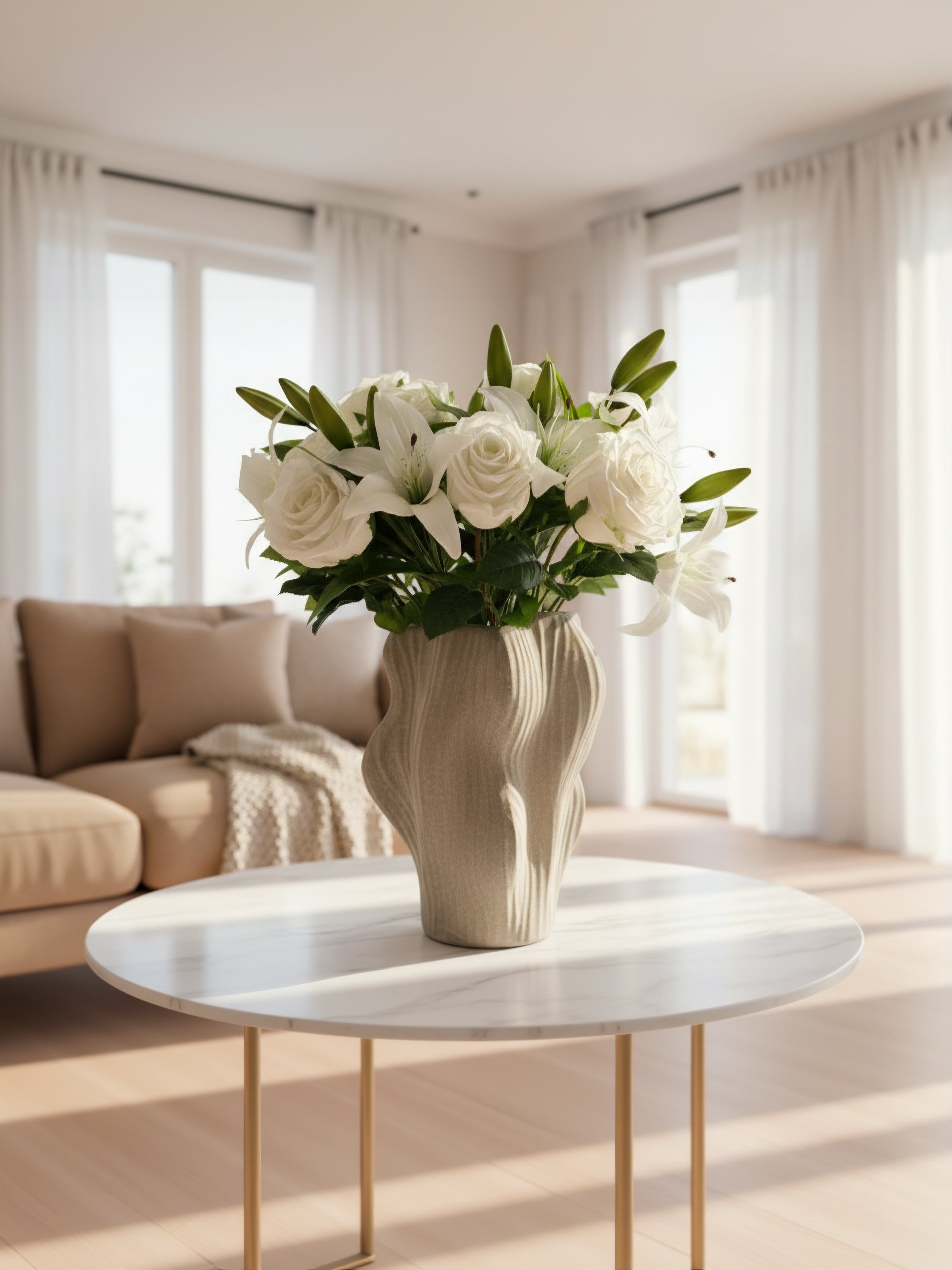 Kunstig buket - Hvid Elegance